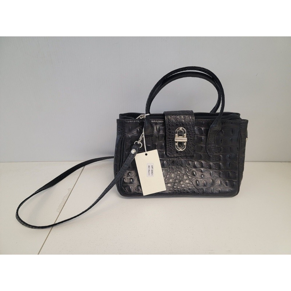 NWT ITALIAN GENUINE LEATHER CROC-EMBOSSED BAG HANDBAG MADE IN ITALY EDMOND LOUIS